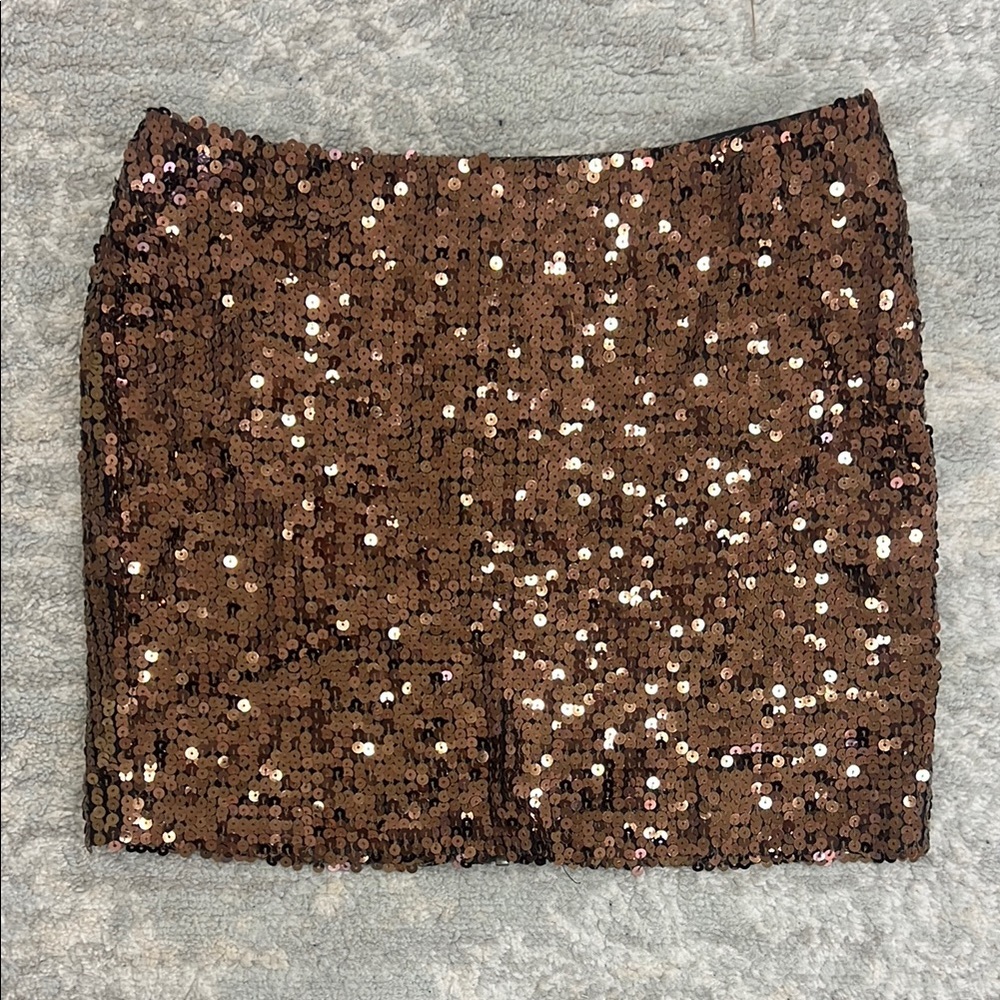 LaRok Brown Sequin Mini Pencil Skirt Cocktail